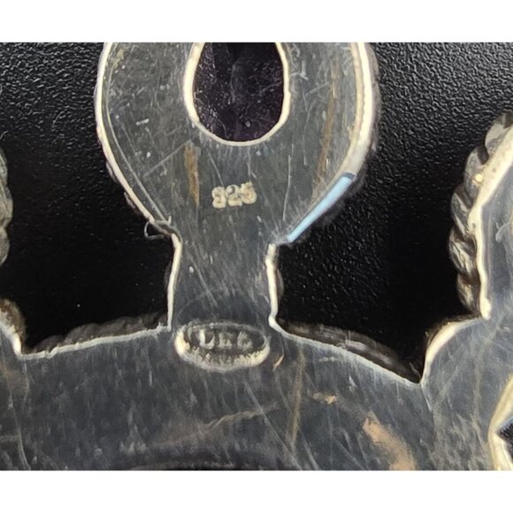 Sterling Silver 925 and Amethyst Gemstone Pendant With Intricate Design - Signed - Picture 6 of 8